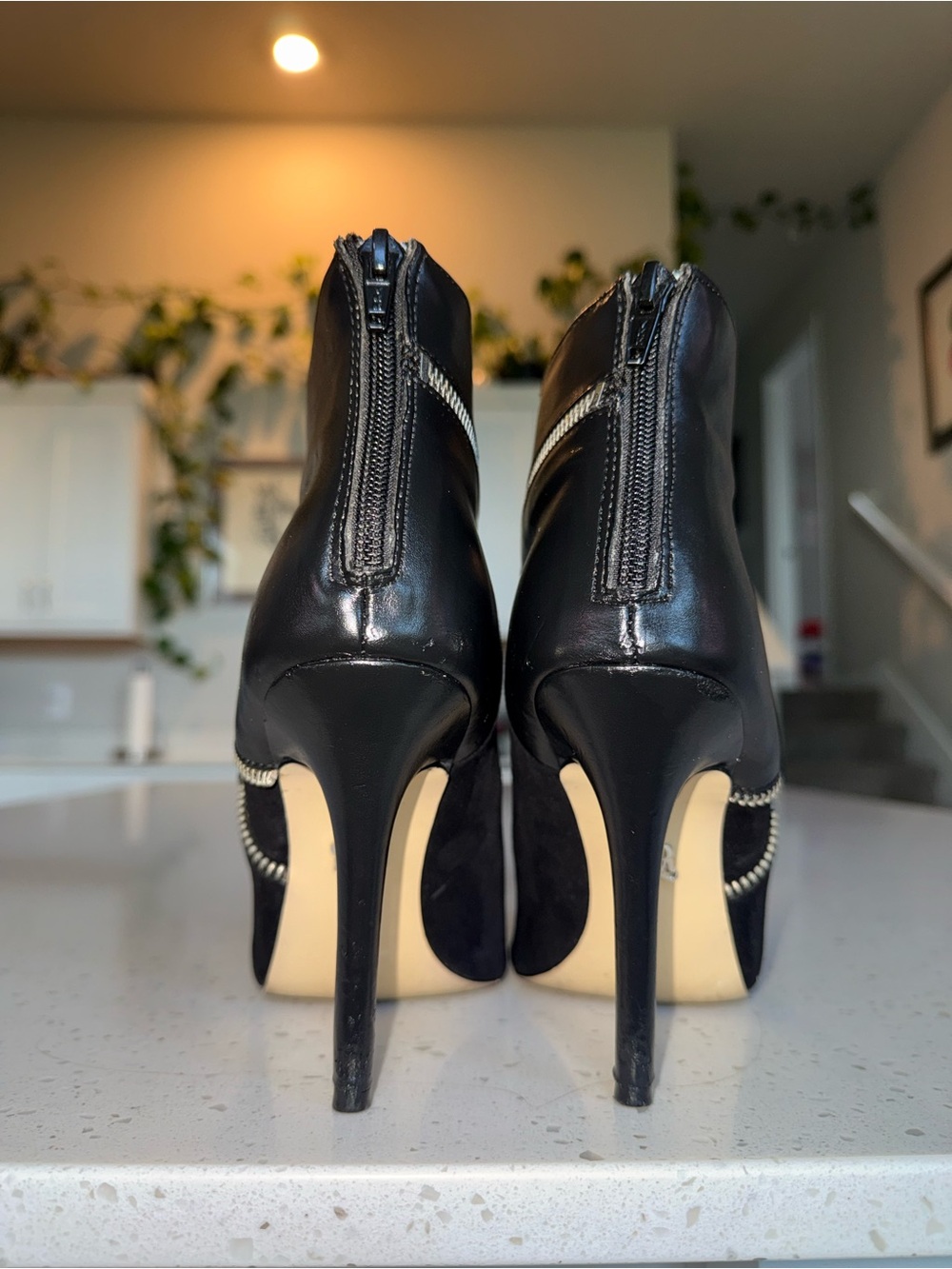 Rock & Republic Black Leather & Suede Zip-Accent Ankle Booties - Picture 4 of 13